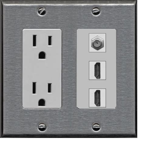 metal plate for mounting outlet box|multi cord wall plates.